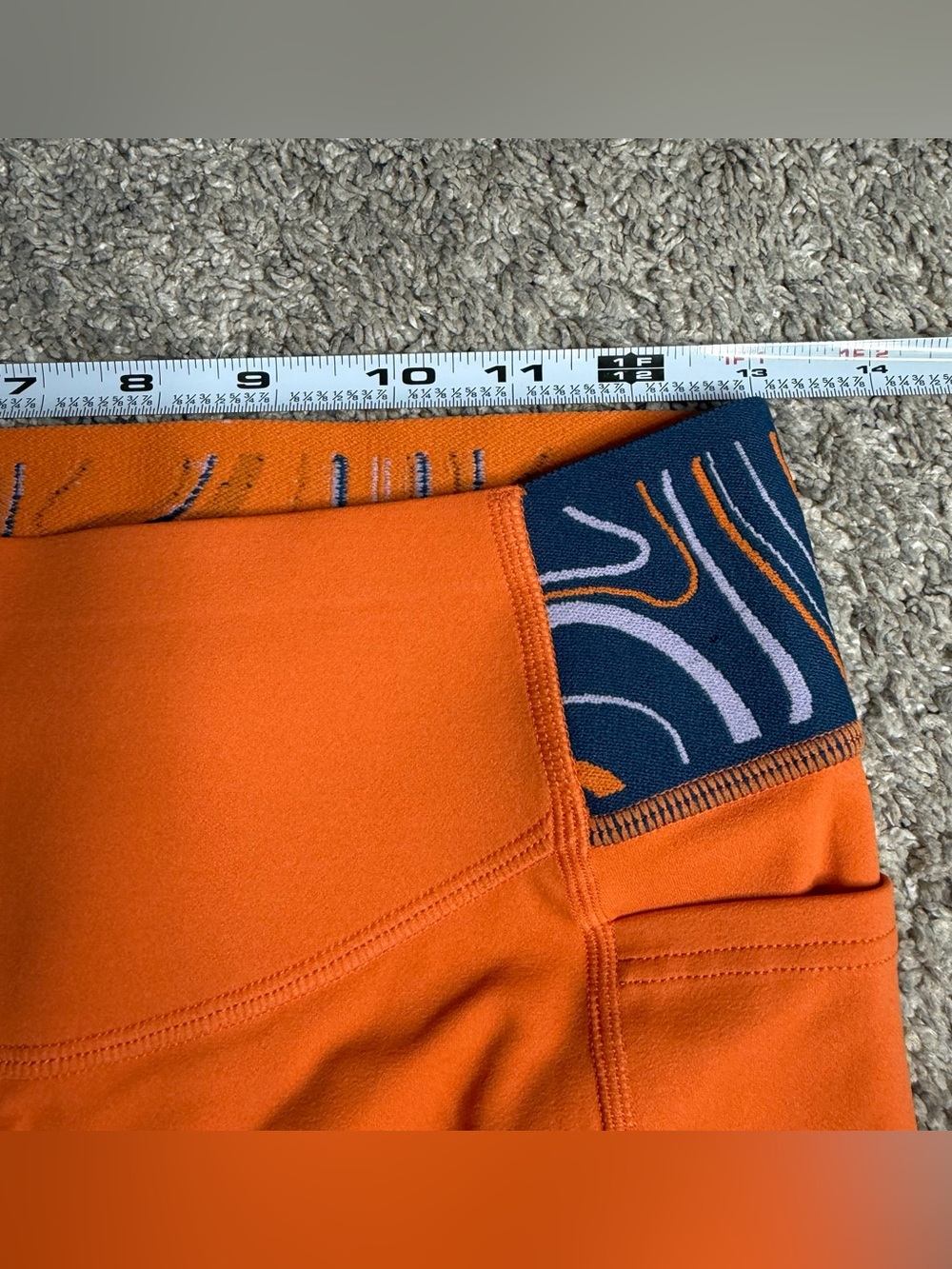 Fanka Body Sculpt Patterned Waistband Biker shorts Large Orange Lift pockets - Picture 11 of 14
